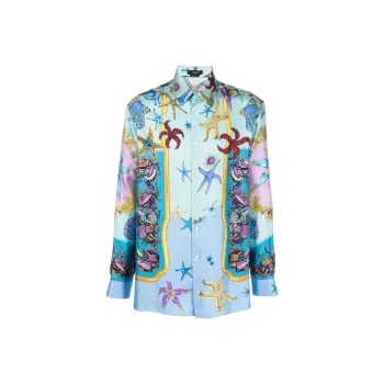 VERSACE Allover Graphic Printed Button-Up Shirt