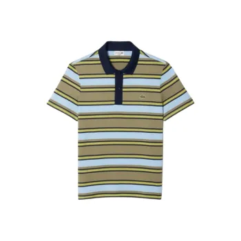 LACOSTE Striped Cotton Polo Shirt