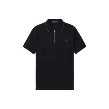 FRED PERRY Textured Zip neck Polo Shirt