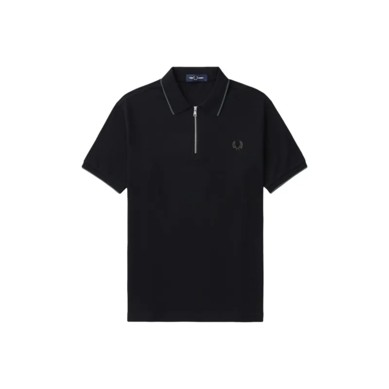 FRED PERRY Textured Zip neck Polo Shirt-1