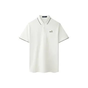 HLA Lapel Moisture Wicking Cooling UV Protection Sun Protection Short Sleeved Polo Shirt Men's Raw White