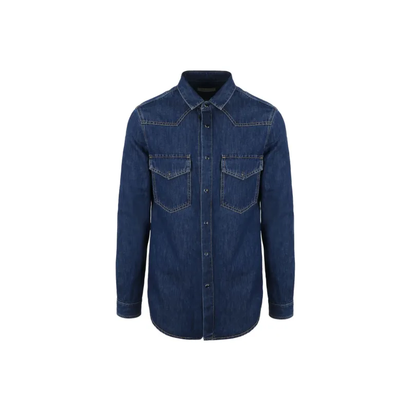 Valentino Buttoned Long Sleeved Denim Shirt-0