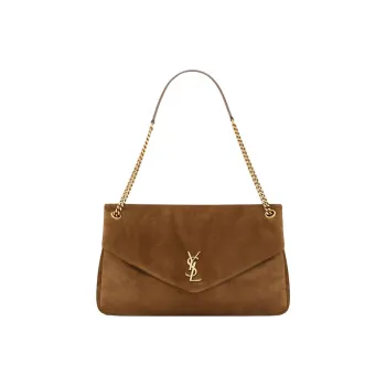 SAINT LAURENT Calfskin Shoulder Bag Large Size Women's Cognac