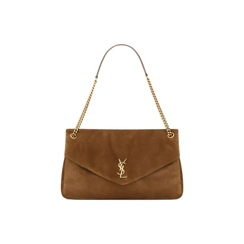 SAINT LAURENT Calfskin Shoulder Bag Large Size Women's Cognac-0