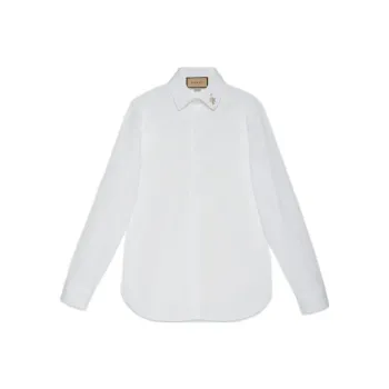 GUCCI Embroidered collar Poplin Shirt