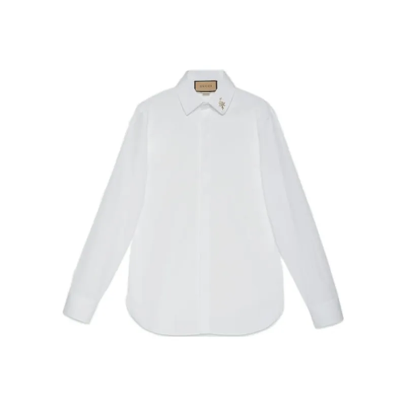 GUCCI Embroidered collar Poplin Shirt-0