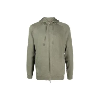 EMPORIO ARMANI Ribbed knit Zip up Hoodie