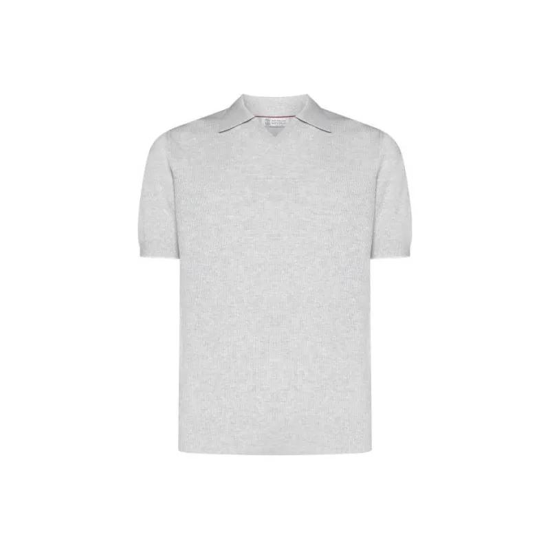 Brunello Cucinelli Fine Knitted Ribbed Polo Shirt-0