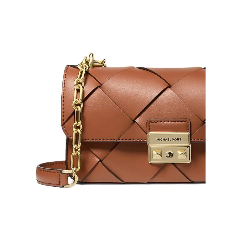 MICHAEL KORS Tribeca Leather Shoulder Bag Small Size Women's Brown-3