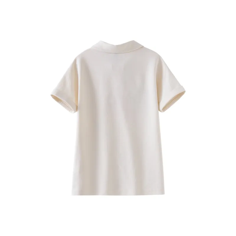 OUNIXUE Polo Shirt Women's Apricot-1