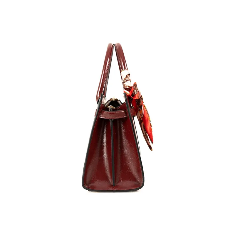 Vigno Synthetic Leather Portable Tote Bag, Shoulder Bag, Crossbody Bag Regular Women's Red-3