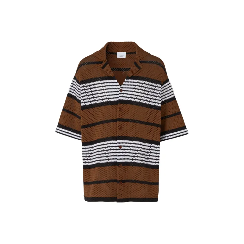 Burberry Short sleeve Stripe Print Nylon Oversized Shirt-0