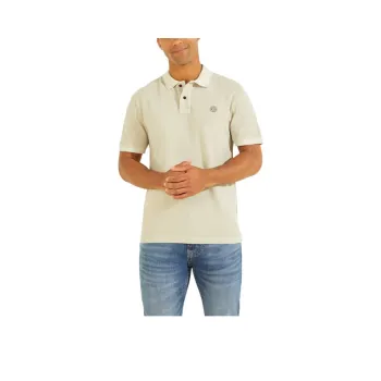 GUESS Polo Shirt Men's Beige Yellow