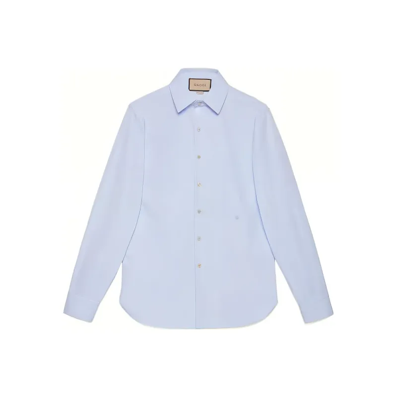 GUCCI Double G embroidered Cotton Shirt-0