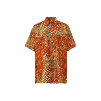 Burberry Monogram Map Print Silk Shirt