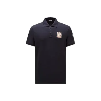 Moncler Polo Shirts Men Navy