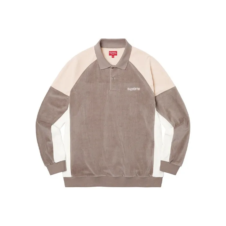 Supreme Paneled Velour L/S Polo-3