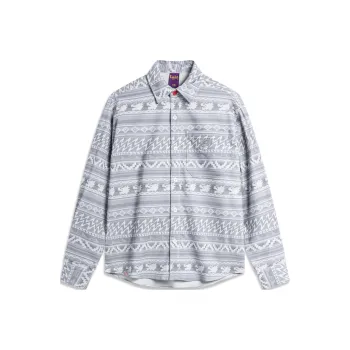 LiNing Sports Life Collection Shirt Men's Sichuan Stone Grey All Over Print