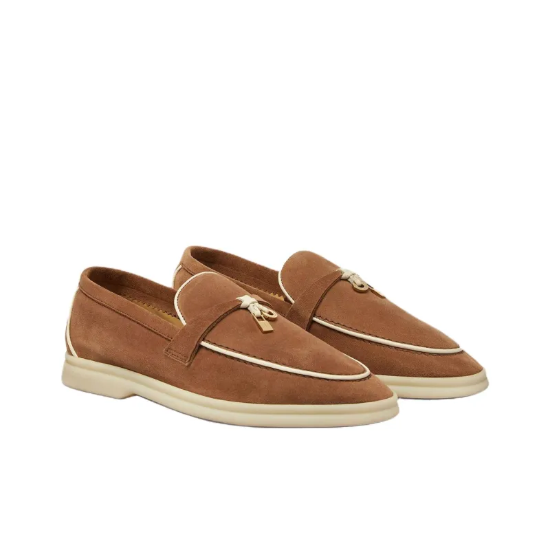 Loro Piana Summer Charms Walk Casual Single Shoes Women's Brown-2