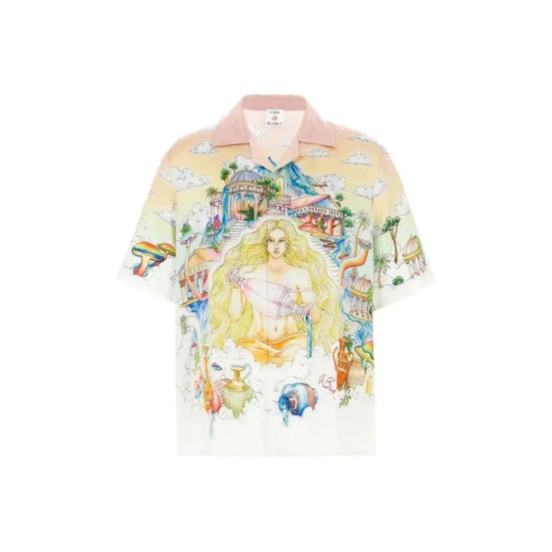 CASABLANCA The Road To Knowledge Short Sleeved Satin Shirt-0