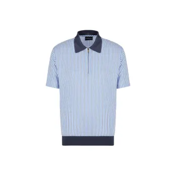 EMPORIO ARMANI FW22 Polo Shirt Men's Blue White Stripes