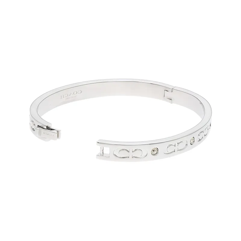 COACH Brass Plated, Rhinestone Bangles Women's Silver-2