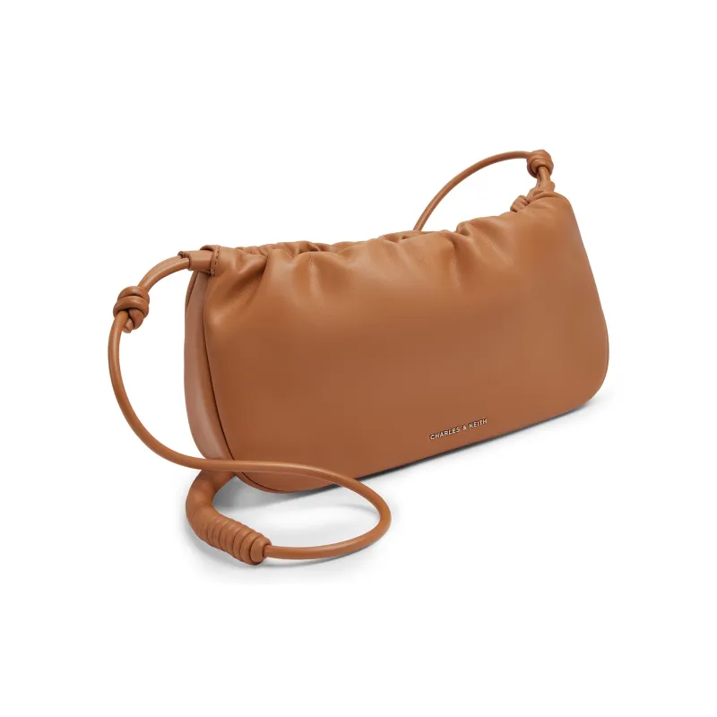 CHARLES&KEITH PU Shoulder Bag, Crossbody Bag Trumpets Women's Cream Milk White/Russet Brown Tawny-7