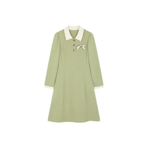 Mo Han Yi Mei Long Sleeved Dress Women's Green