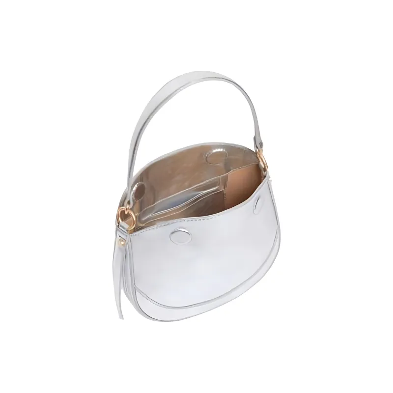Vanessa Bruno Calfskin Shoulder Bag, Crossbody Bag, Handbag Trumpets Women's Silver-2