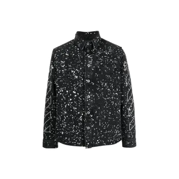 OFF WHITE Diag stripe Paint splatter Denim Shirt