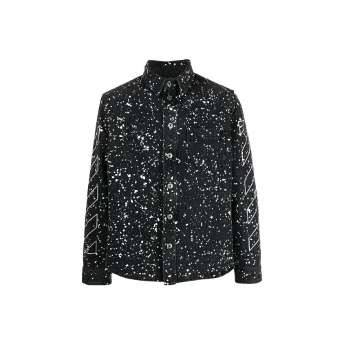 OFF WHITE Diag stripe Paint splatter Denim Shirt