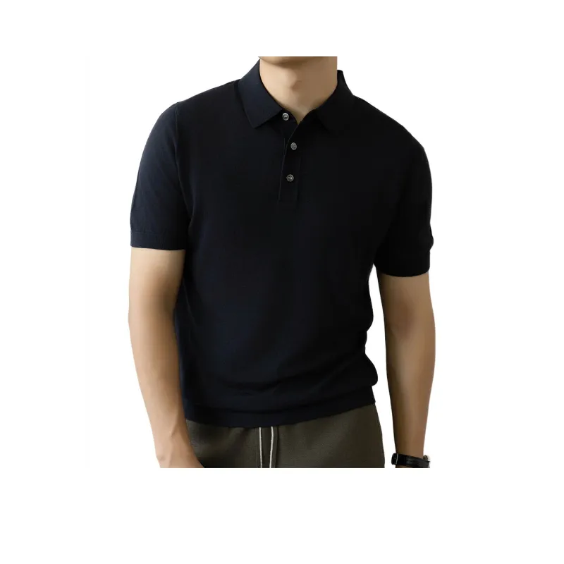 BILISISHANYANG Knitwear Fashion Summer Short Sleeved Polo Solid Color T Shirt Men's-4