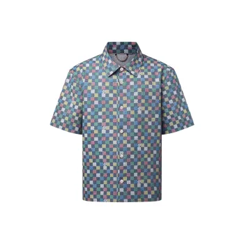 LOUIS VUITTON Damier Chambray Short Sleeved Shirt