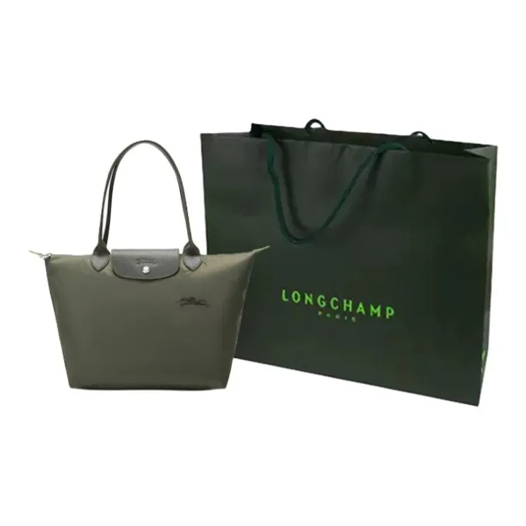 LONGCHAMP Le Pliage Green Eco Friendly Canvas Dumpling Bag, Portable One Shoulder Handbag Women's Forest Green-7