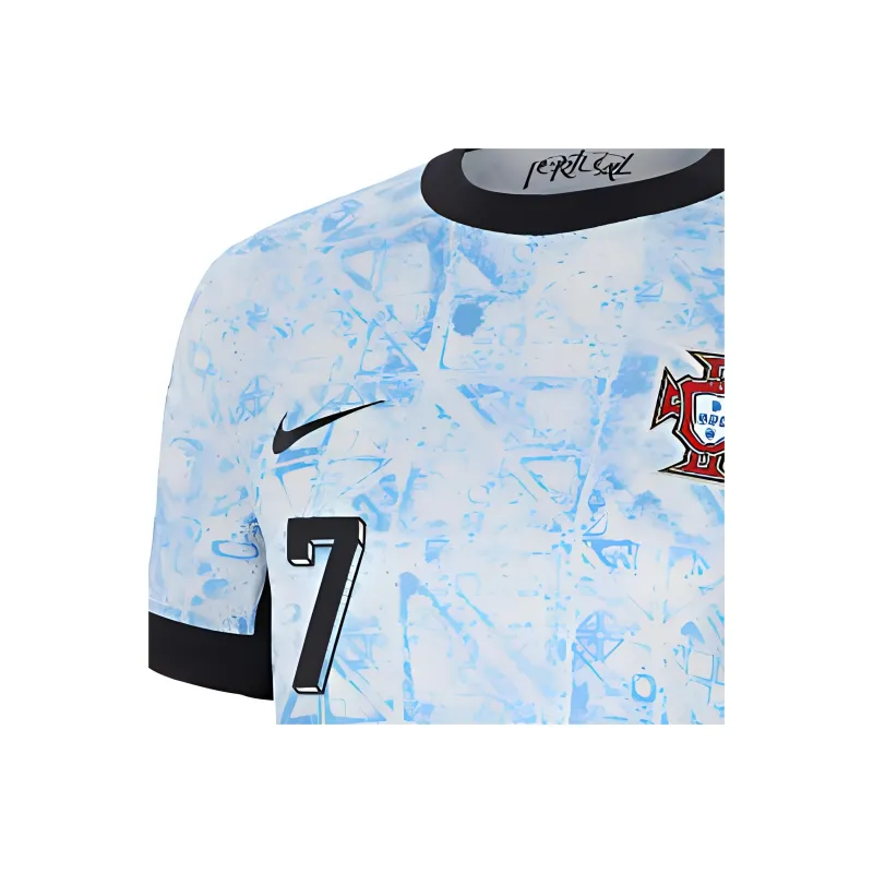 Nike Cristiano Ronaldo Portugal National Team Soccer Jerseys 2024 Away Cristiano Ronaldo 7 Size Women's Light Blue-3