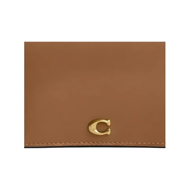 COACH Essential Calfskin Card Holder Mini Women's Brass & Honeys Brown-2