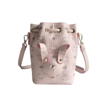 MCM Visetos Leather Bucket Bags Shoulder Bag Crossbody Bag Extra Small Women's Pink