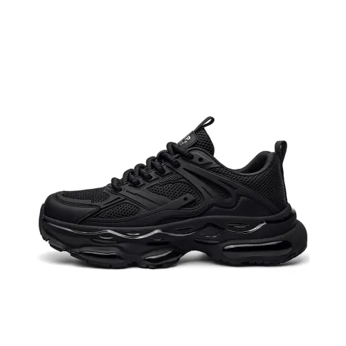 JEEP SPIRIT Anti Slip And Wear Resistant Height Increasing Low Top Chunky Sneakers Men's Knight Black