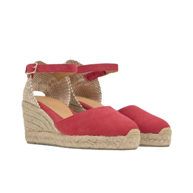 Castañer Carol Wedge Heel High Heels 7cm Women's Red-2