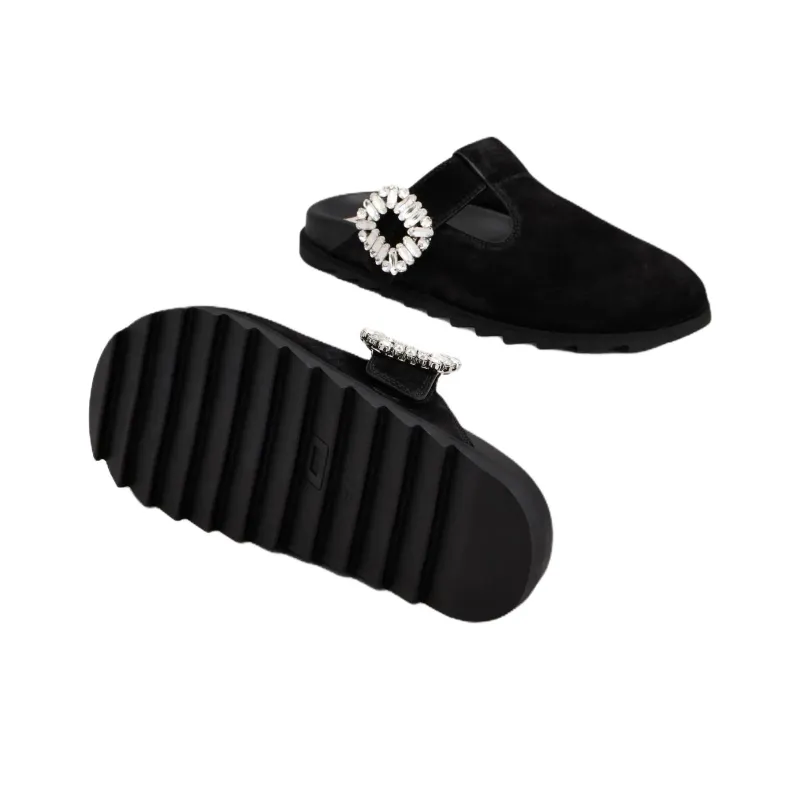 Roger Vivier Slidy Viv' Closed Toe Slippers Women's Black-5