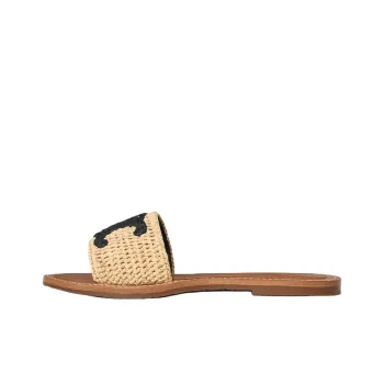 CELINE Slip Resistant Slide Slippers Women's Beige Black
