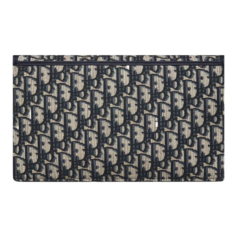 DIOR Bobby Jacquard Fabric Clutch Women's Blue-2