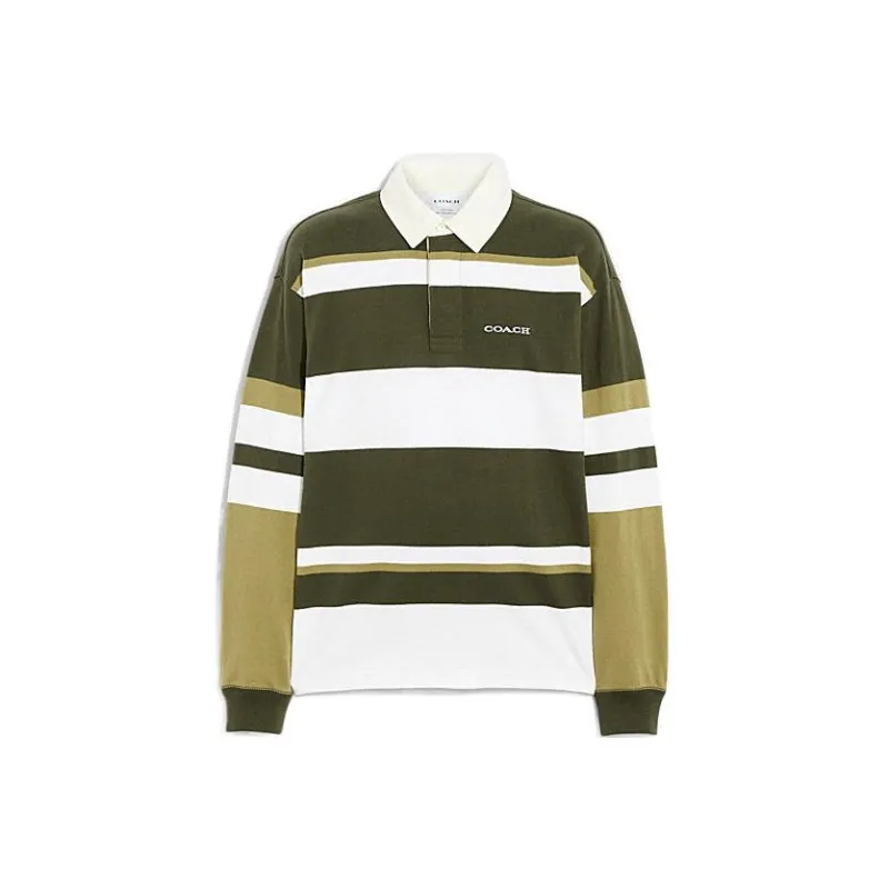 COACH Polo Shirts Men Olive Green-0