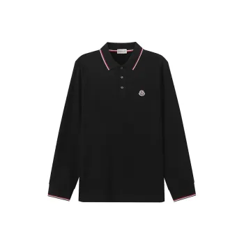 Moncler Logo Patch Long Sleeved Polo Shirt