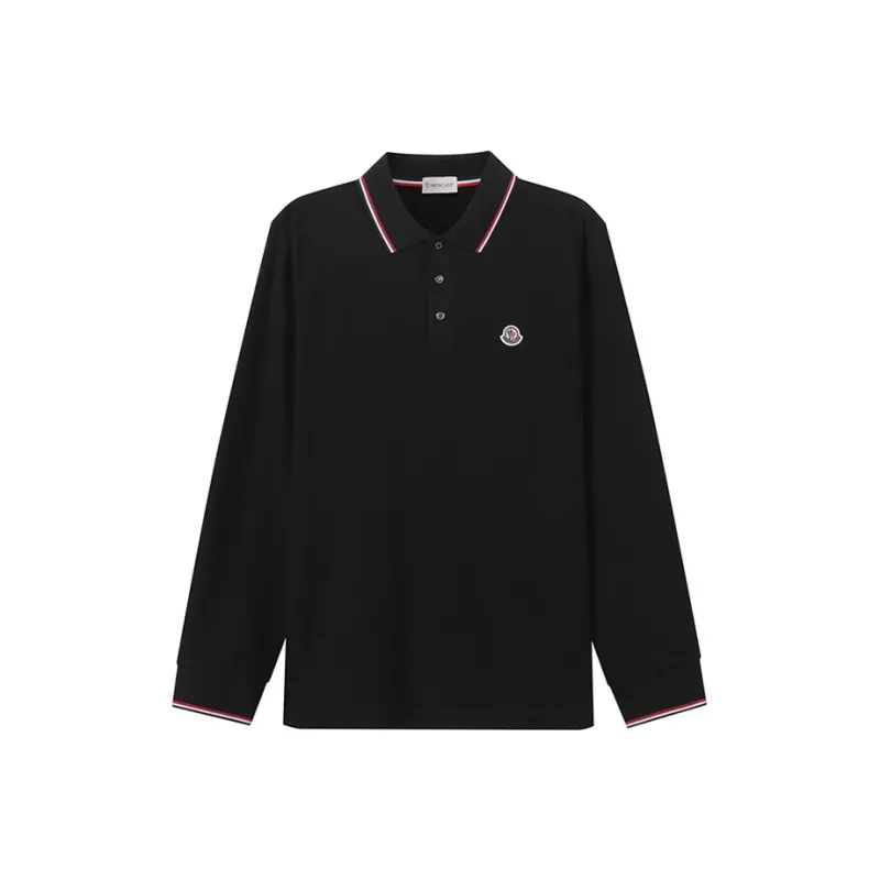 Moncler Logo Patch Long Sleeved Polo Shirt-0