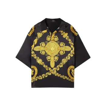 VERSACE Baroque Printed Color-Block Polo Shirt