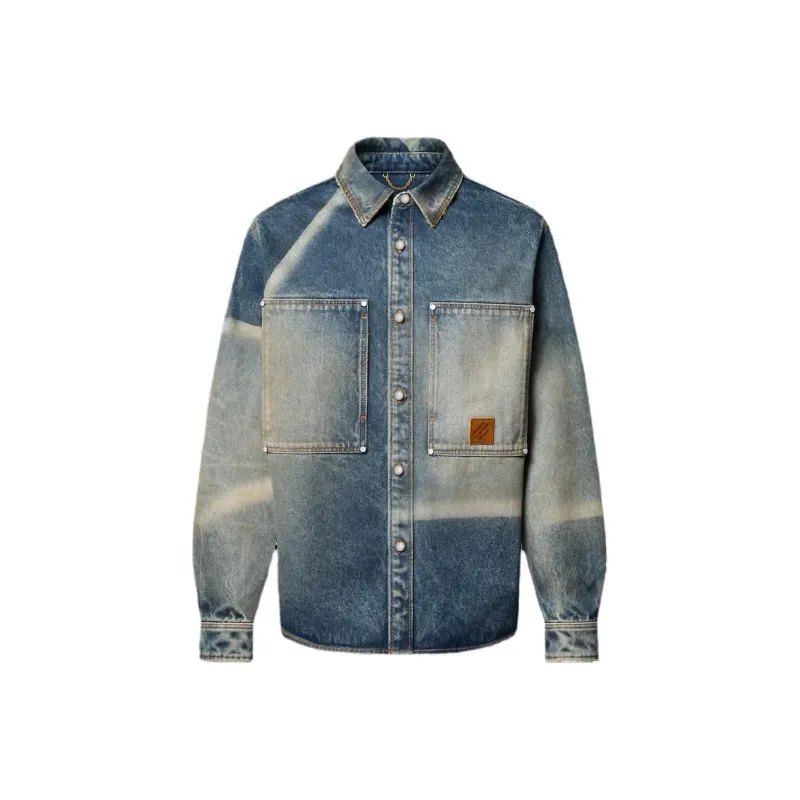 LOUIS VUITTON Sunfaded Effect Denim Long Sleeved Shirt-0