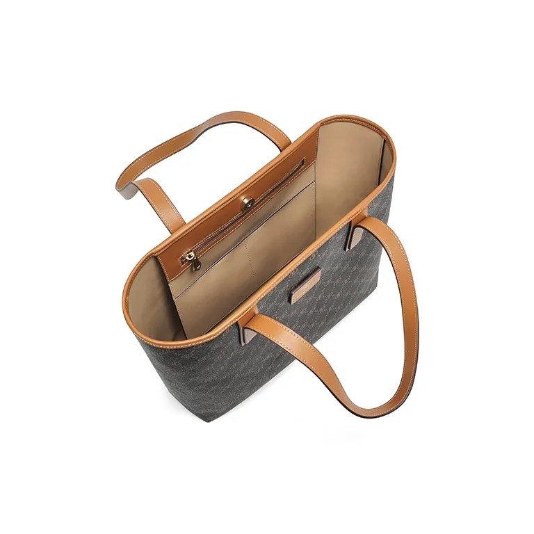 PIERPOLO PVC Large Capacity Tote Bag, Shopping Bag, Shoulder Bag Large Size Women's Coffee-6