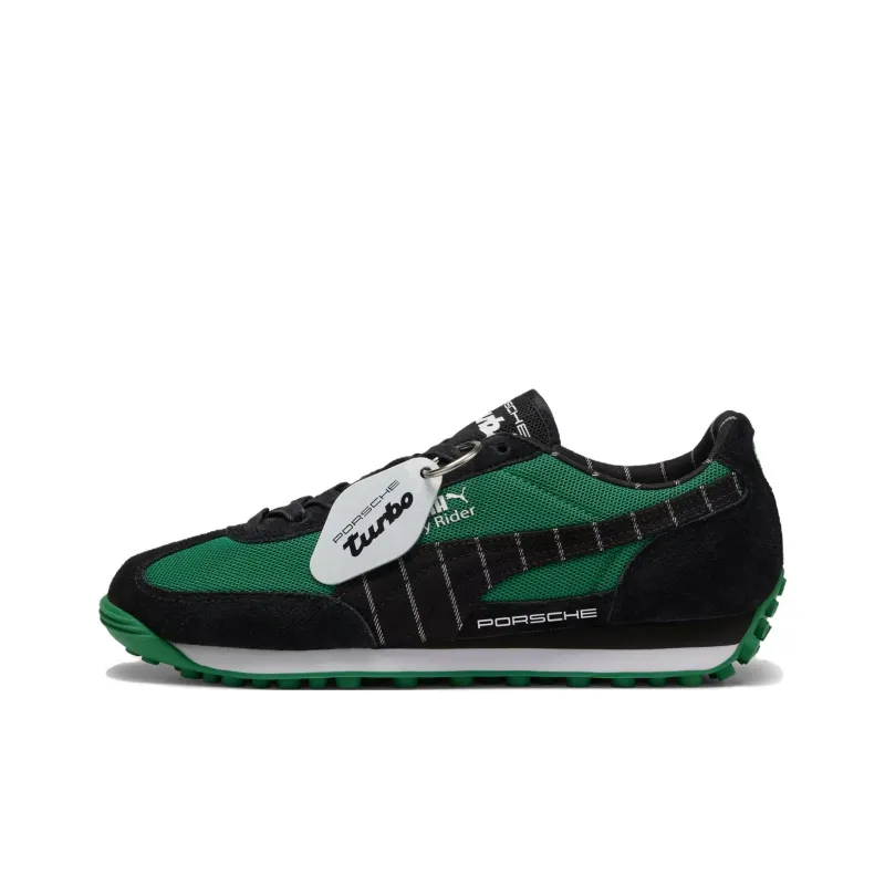 Porsche Legacy x PUMA Easy Rider Slip Resistant And Breathable Low Top Casual Running Shoes Unisex Black Green-0