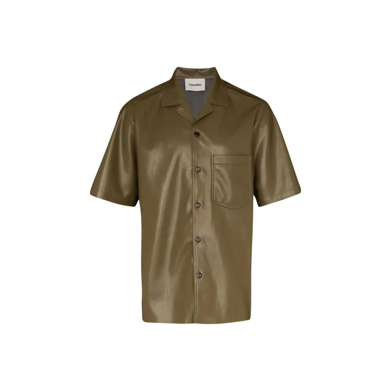 NANUSHKA Short-sleeved Faux Leather Shirt-0